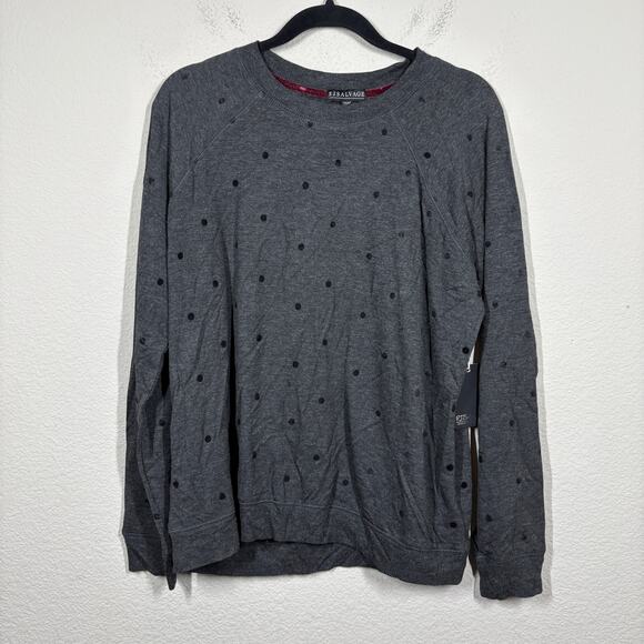 PJ Salvage Size Large Snow Dots Long Sleeve Top Heather Slate Gray Crew Neck - Picture 2 of 10